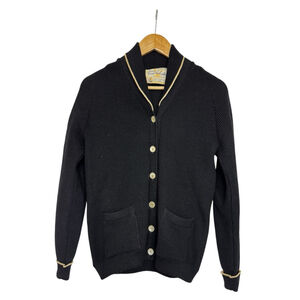 Vintage Canadiana Wool Grandpa Cardigan Shawl Collar Curling Knit